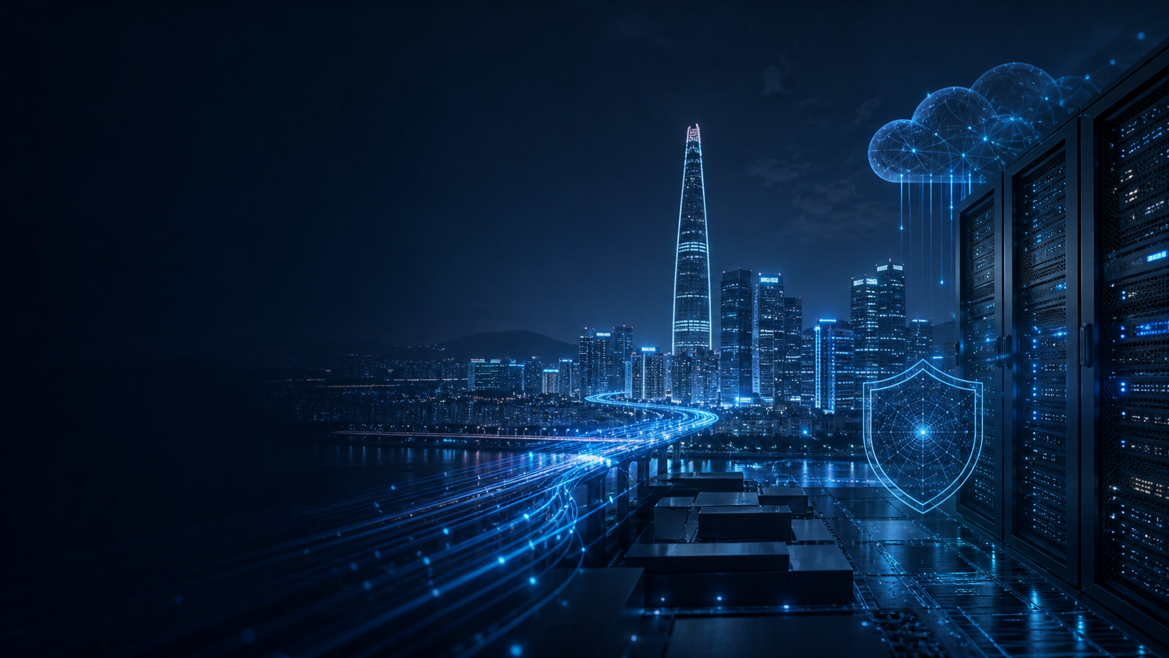 서버와 네트워크가 연결된 미래형 ICT 인프라